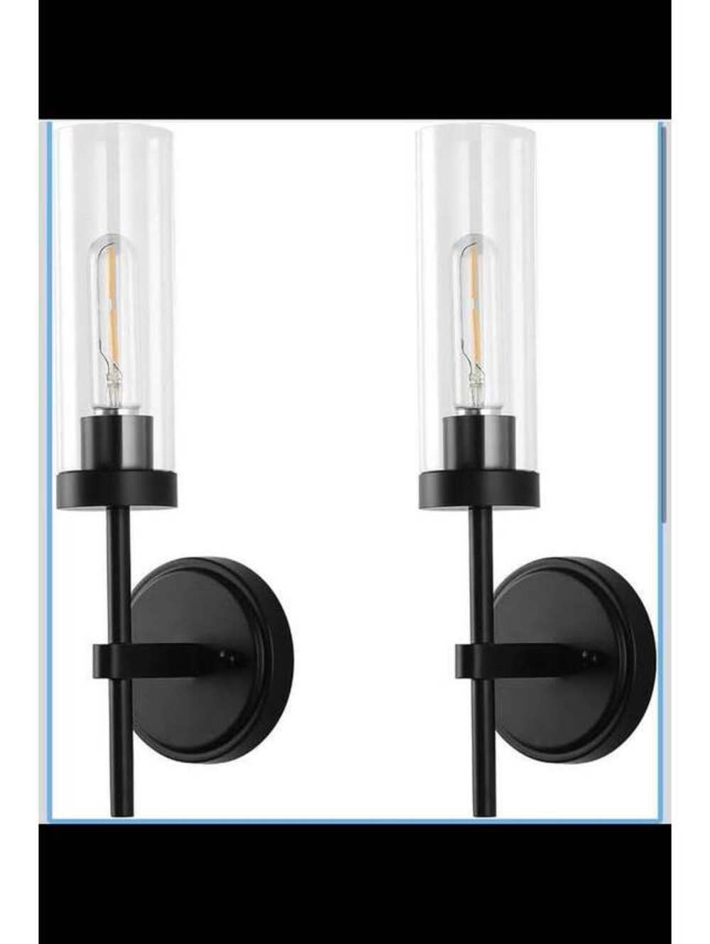 Black Bathroom Sconces, 2-Piece Set, Modern Farmhouse Style - New in Box